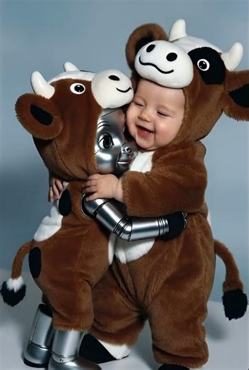 Kid and Robot AI generated