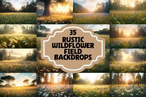 35 Rustic Wildflower Field Backdrops | Sunlit Meadows | Country Charm | Nature Photography | Digital Backgrounds - Etsy