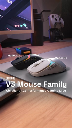 2.3K views · 25 reactions |  Introducing the Glorious V3 Mice  True Wireless. Finally. ✨ InfinitePlay hot-swap battery → no mid-match deaths  Guardian Battery → zero disconnects ⚡ 8,000 Hz polling | 30K DPI BAMF 3.0 sensor | 130M optical switches  Ultra-light, pro-grade design Available Now! https://glorious.gg/v3 | Glorious | Facebook
