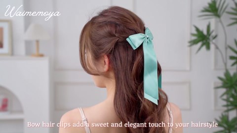 6 PCS Silky Satin Hair Accessories - Metal Hair Clips, Barrettes with Long Tails, Ribbons for Women & Girls, Valentines Birthday Gift