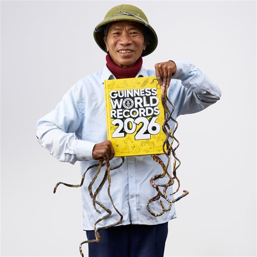 Longest fingernails record holder Lưu Công Huyền from Vietnam stars in the new #GWR2026 book - got your copy yet? | Guinness World Records