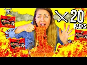 EXTREME SPICY NOODLE CHALLENGE!!!! NUCLEAR SPICY NOODLES X20 PACKS!!! WARNING!! 먹방