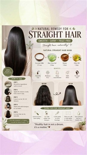 NATURAL💇🏻‍♀️REMEDY FOR STRAIGHT, SMOOTH & SHINY HAIR | NO STRAIGHTENER, NO CHEMICAL| #smootherhair