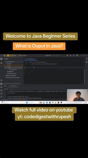 CodeDigest With Rupesh on Instagram: "Welcome to Java Beginner Series. Watch full video on voutube: codedigestwithrupesh. I have covered Input. Output, Variable, Datatvpe with practical example Join the channel and grow together. #supportthechannel #followformore #contentcreator #creatorlife #learnandgrow"