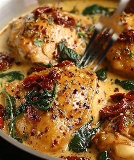 🍗🌿 Slow Cooker Tuscan Chicken - Recipe in First Coʍmеոτ 👇 Enjoy ❤️👇 | Kitchen Flavors