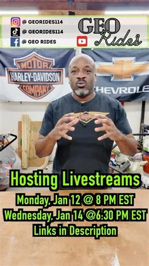 Upcoming Livestreams!!! 2026 Harley Davidson Event Monday, January 14 @ 8:00 PM EST