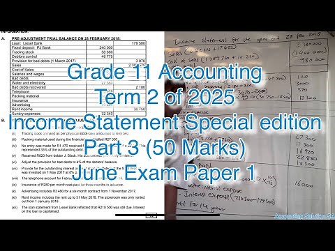 Grade 11 Accounting Term 2 | Income Statement Special edition June exam 2025 (50 Marks)