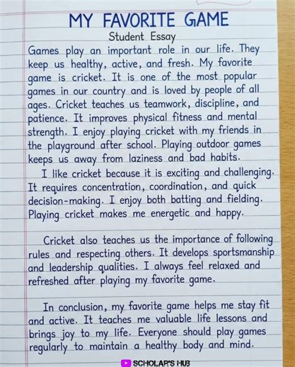 My Favourite Games | Essay | #english #essay