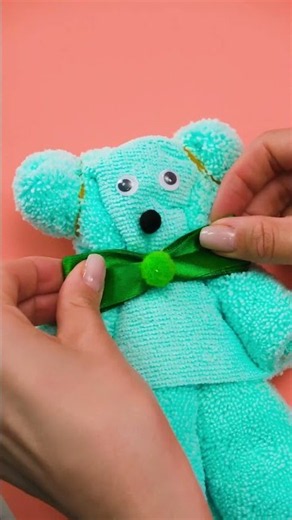 🧸😛 The Cutest Towel Bear You Can Make in Minutes! #shorts #kids