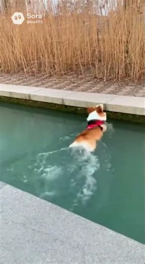 Beginner Jumper Fails to Reach Target #corgi #puppy #doglife #swimming