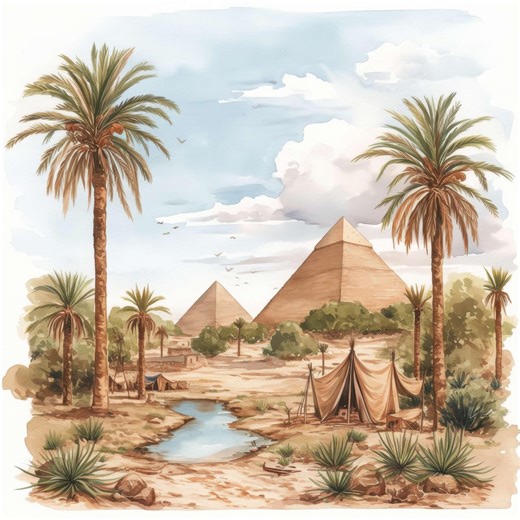 14 Pyramids Landscapes Clipart, Desert Images Illustration, Printable Watercolor Clipart, High Quality JPG, Commercial Use, Paper Craft - Etsy