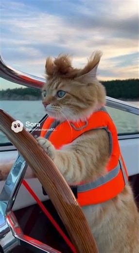 POV: A cat just took over your boat #helpmemakethismakesense #funny #shorts