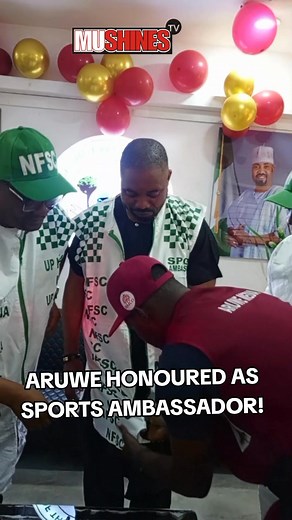 🏆 ARUWE HONOURED AS SPORTS AMBASSADOR! ⚽🇳🇬 The Executive Chairman of Mushin LGA, Hon. Olatunbosun Haruna Aruwe, has been decorated as a Sports Ambassador by the Nigeria Football Supporters Club (NFSC). Presenting the certificate, the National Chairman of NFSC, Rev. Amb. Samuel Epiya, praised Aruwe for his selfless service to humanity and sports development. In his appreciation, Hon. Aruwe thanked the club for the honour and invited them to attend the grand finale of the Aruwe’s Cup holding to