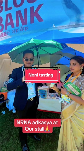 Noni tasting at NRNA Japan stall — Noni health and taste review