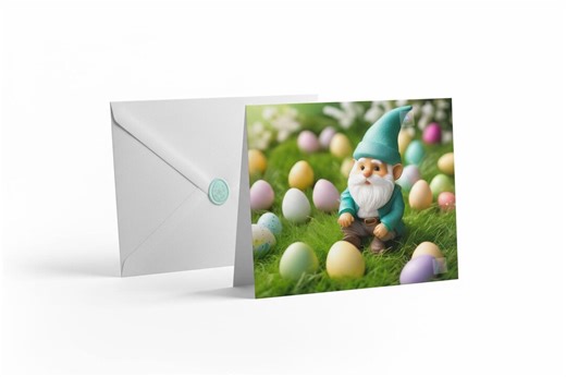 Easter Bunny Gnome Greeting Card - Etsy