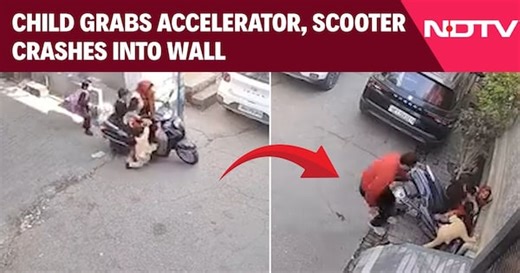 UP News Today | Muzaffarnagar: Child Grabs Accelerator, Scooter Bolts Forward And Crashes Into Wall