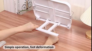 TIANSE Book Stand, Book Holder for Reading Hands Free, Adjustable Rest Book Holders Tray and Page Paper Clips Foldable Desk Table Bookstand for Kids Textbooks Drawing Ipad Study Supplies - Pearl White