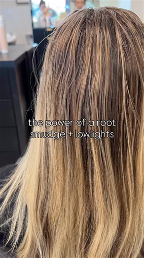 The power of a root smudge lowlights 😍 Root smudge: wella color touch 7/0 7/1 Low-light: wella color touch 7/0 All over gloss: wella color touch 8/81 9/0 . . . #baldwincountyhairstylist #wellalove #wellaeducation #wellafamily #behindthechair_com #btcsampling #btc | Holly Hair and Beauty