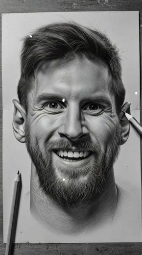 Smiling Messi Pencil Drawing on Bond Paper | Realistic Portrait