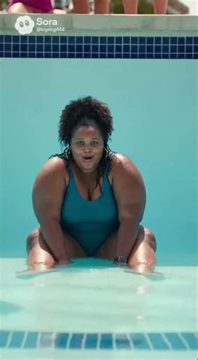 " Women breaks diving board and sends all the water out of the pool"