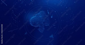 Cloud storage sign with two up and down arrows on abstract background. Synchronization data connection.