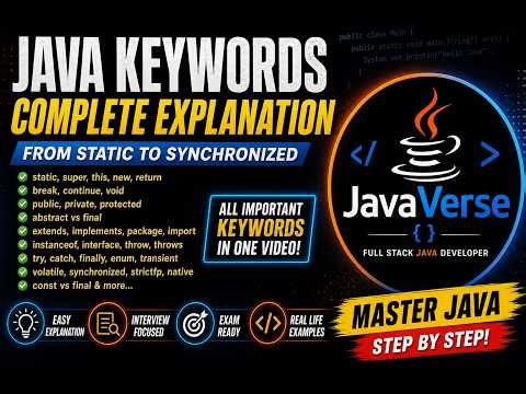 Day 6 - 7 - 8 - Java Keywords Explained in Hindi | static, this, super, final | Interview Prep