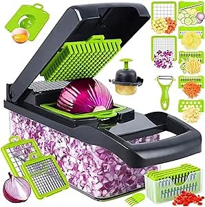 16-in-1 Pro-Series Food Multi-functional Vegetable Chopper, Mandoline Food Slicer, Multi Blades, French Fry Cutter, Onion Mincer, kitchen Gifts, House warming gifts, cool kitchen gadgets