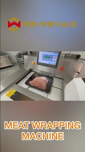 Fully automatic meat wrapping machine demonstration |efficient, supports packaging of multiple trays