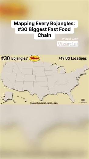 Peering across the US, this map reveals the surprising footprint of the 30th largest fast-food giants. See the exact locations where Bojangles', Whataburger, and Culver's are dominating their regional turf before the countdown hits the top players! Which of these heavy hitters surprised you the most in the lower ranks? #FastFood #Bojangles #Whataburger #Culvers #USAMap