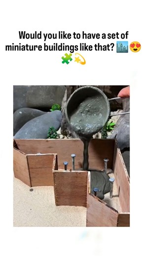 explainingproduction on Instagram: "The video showcases a detailed, time-lapse process of crafting miniature buildings from concrete mixes, red bricks, foam panels, and paints, set in a lush, sandy diorama with rocks and greenery, evoking ASMR satisfaction. , it credits ©mini_building and quickly amassed 1.1 million views and 3,300 likes, highlighting the platform's appetite for therapeutic DIY visuals amid rising interest in miniature modeling hobbies. Indonesian replies dominate, lauding the "