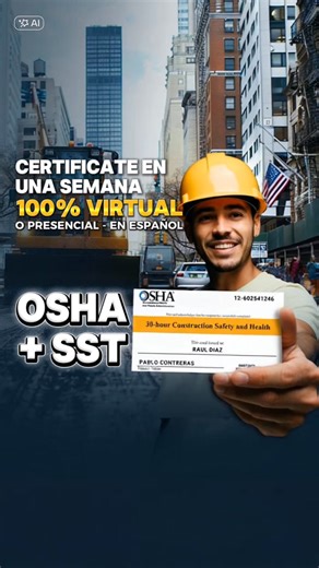✍️ Obtén tu Certificación de OSHA para trabajar en la construcción y evita multas o días sin trabajar.🎓🏅 Realiza las 30 horas de OSHA y las 10 horas SST Una vez realizado el curso te entregamos el certificado de inmediato. 💁‍♂️ Inicia tu clase sin cuota inicial. ⏰ Contamos con horarios flexibles. 🧑🏻‍💻 Clases virtuales y presencial 👩‍🏫 👉 Realiza tu curso de Flaggler y aplica a el descuento de mes.🛡 ⚡En nuestro curso de electricidad podrás capacitarte en nuestros módulos básicos y avanza