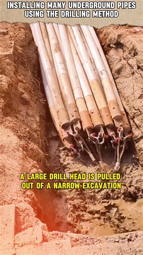 installing many underground pipes using the drilling #pipe #machine #trending