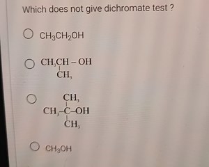 Which does not give dichromate test?CH3​CH2​OHCC(C)OCC(C)(... | Filo