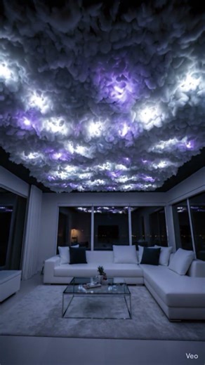 LED Cloud Ceiling – Cotton + LED lights to create a glowing cloud ceiling. #superbrightleds