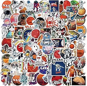 100pcs Space Stickers - NASA Astronaut & Planet Boys Vinyl Stickers for Kids - Waterproof, Outer Space Themed Decals