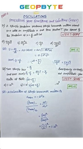 Oscillations | PYQS | Part 6 | GeopByte #jeebatch #geopbyte #neetexam #neetphysics #entranceexam