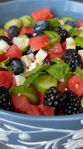 Watermelon berry & feta salad