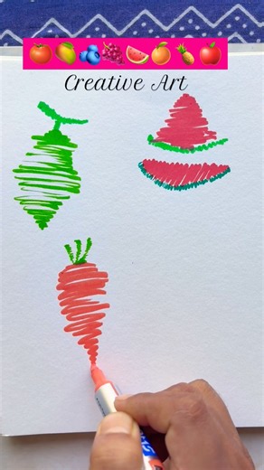 Creative Fruits 🍇🌈🍉Art for kids #kids #drawingforkids #kidsdrawing #ytshorts #art #creative