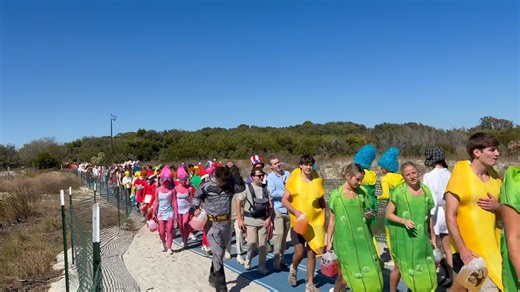 “FRAT BEACH” 2025 — the day before the annual GA/FL football game, between 5,000-8,000 college revelers descend upon St. Simons Island’s “Old Coast Guard Station” beach area for a day long gathering. Glynn County government and partnering agencies prepare for gathering by fencing off the ecologically sensitive and State protected dune system, setting up an on-site medical unit, coordinating partnering law enforcement agencies and fire/rescue/paramedic personnel, and more to keep the massive gath