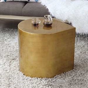 Modern Metal Side Table in Water Drop Design End Table in Brushed Gold Single Piece｜Homary