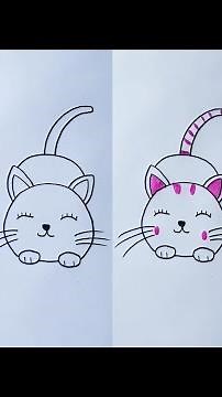 How to draw a cat easy for kids | Easy cute cat drawing step by step
