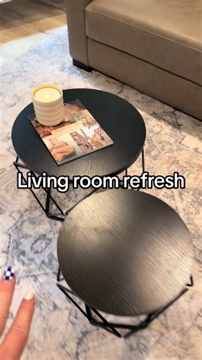 Living Room Side Table Set — Wood Top Nesting Tables
