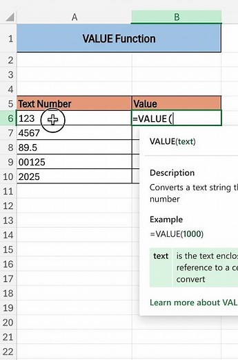 VALUE Function In Excel | Convert Text to Value In Excel #excelformula #exceltips #exceltricks