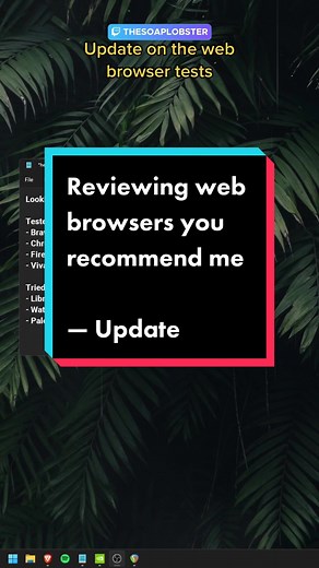 Update on web browsers that you guys have been recommending me. Tested so far: Chrome, Brave, Firefox, Vivaldi, Librewolf, Waterfox and Pale Moon. Next up could be Opera, Opera GX or Edge.