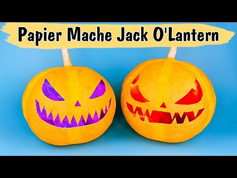 How to make a pumpkin out of a balloon and paper | Paper Mache Halloween Jack O'Lantern