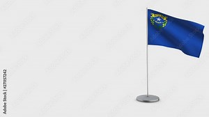 Nevada waving flag animation on Flagpole. Perfect for background with space on the left side.