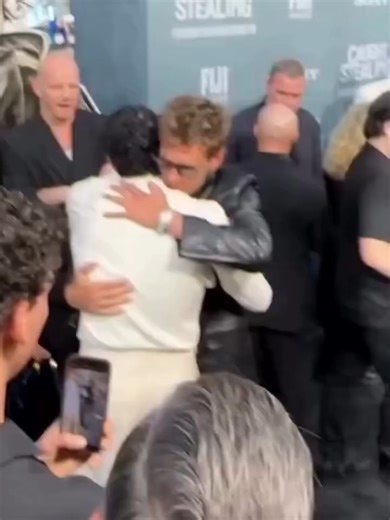 Austin Butler and Bad Bunny at the premiere of Caught Stealing in NYC