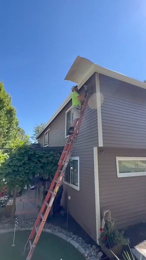 Exterior painting 🏚 a good way to paint gutters that still have a factory finish is to spray I like to spray #fyp #fypage #exteriorpainting #housepainting. | Paint Talk