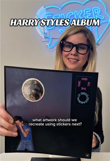 Check out how cool this turned out!! 🪩✨ Stickers can be used to create magic 🪄 what album should we recreate next?? 👀 #harrystyles #albumcover #music #stickers #fyp