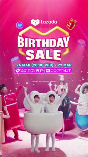 There's a bonus voucher worth up to IDR 14 million! A treat for you at the Lazada Birthday Sale~